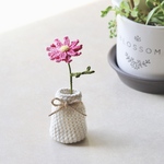 マーガレットのあみぐるみ　枯れないかぎ編みのお花𓂃milk bottle type🥛🌿𓂃