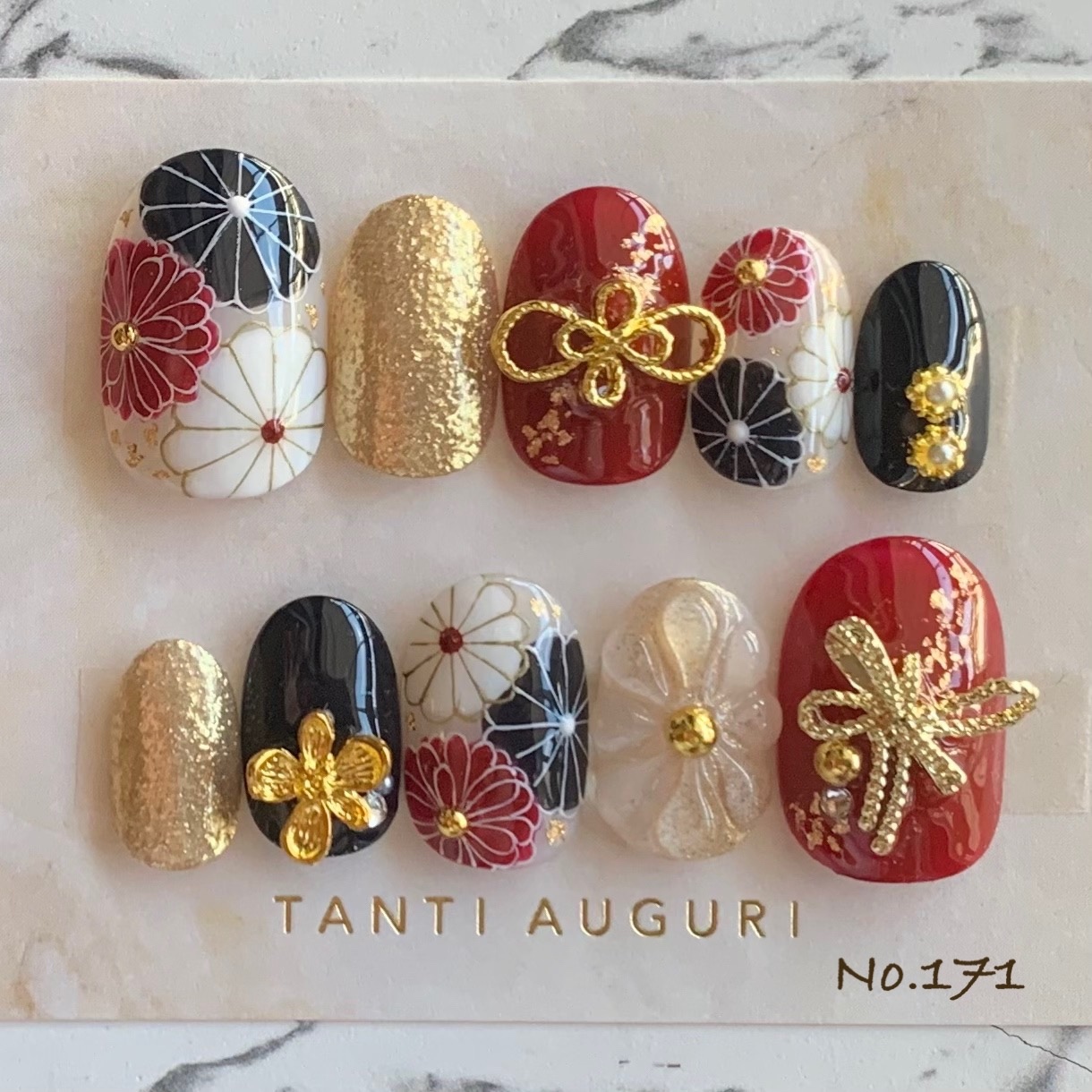 【サイズオーダーNo.161】ネイルチップ 振袖　成人式 赤 ネイルチップ サイズオーダー 成人式ネイル 振袖ネイル 赤