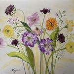 お洒落なお花たち　水彩画　原画