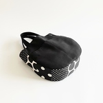 水玉パッチ*ラウンド型バッグ 【手提げ】パッチワーク ブラック 外ポケット A4