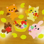 秋のおいしいものあつまれ！（壁面飾り・壁面装飾）再販売🍎