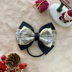 【22】大人可愛い☆クリスマス☆少し大きめリボンヘアゴム☆シンプル☆黒☆チェック