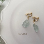ブルーグリーンフローライトのイヤリング/ピアス
