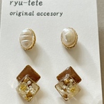 新作✨小ぶりの２点セット✨レジンイヤリング、レジンピアス