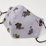 イギリス🇬🇧輸入生地　子どもマスク　バイキング柄　　裏リネン　オーガニックダブルガーゼ