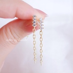 新作　シンプル　お洒落　高品質　繊細　大人女子　ストレート　stone　18k　チェーン　ピアス　