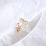 新作　シンプル　お洒落　高品質　繊細　大人女子　リーフ　18k　フープ　ピアス　