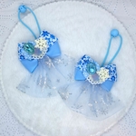❄雪の結晶柄リボン&チユールリボンヘアゴム❄