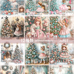 【SP01】デザインペーパー ガール クリスマスツリー コラージュペーパー