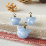 Bear Face Charm＊１PCS (col.ドラジェブルー) テディベア ランプワークガラスビーズ チャーム