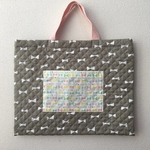 ‼︎最終処分SALE中‼︎  レッスンバッグ　リボン・ポケット付き　絵本バッグ　キルティング