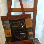 送料無料 60's ginza cube bag＋ <デニムリメイク＞Lサイズ　 ベージュ02