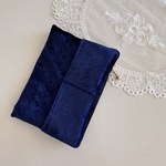 ※¥1900→¥1520※▷TNPジッパーポーチ/ベロア（ネイビー）