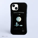 「CHILL FRIENDS 楽しいハロウィンの終わり、満月をみる魔女とネコ。」耐衝撃グリップiPhoneケース
