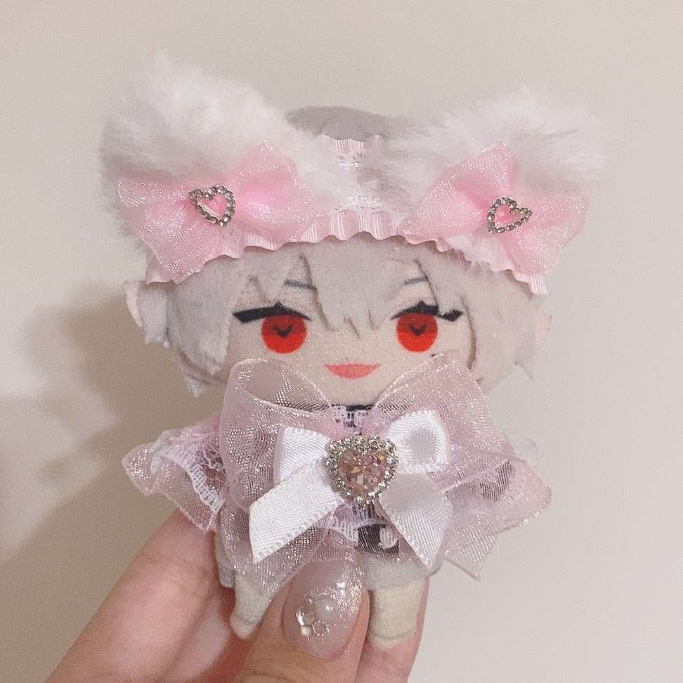 ツナ缶様　ぬい服　ハンドメイド　メイド　10cm ピンク　猫耳　猫　ホワイト m78847256832_1.jpg?1746837405