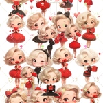 オリジナルステッカー　チビレディ　Chibi Lady クリスマス　バレンタイン　10枚20人　小さめ