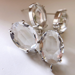 【在庫限り】2pcs)3585)インポートピアス)rhodium oval #1j