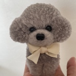 送料込み毛糸ぽんぽんトイプードルシルバーグレークリームリボンふわふわ愛犬いつも一緒羊毛フェルト