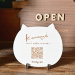 ショップロゴ＆QRコード入りミニ看板プレート＊おうち　ねこ