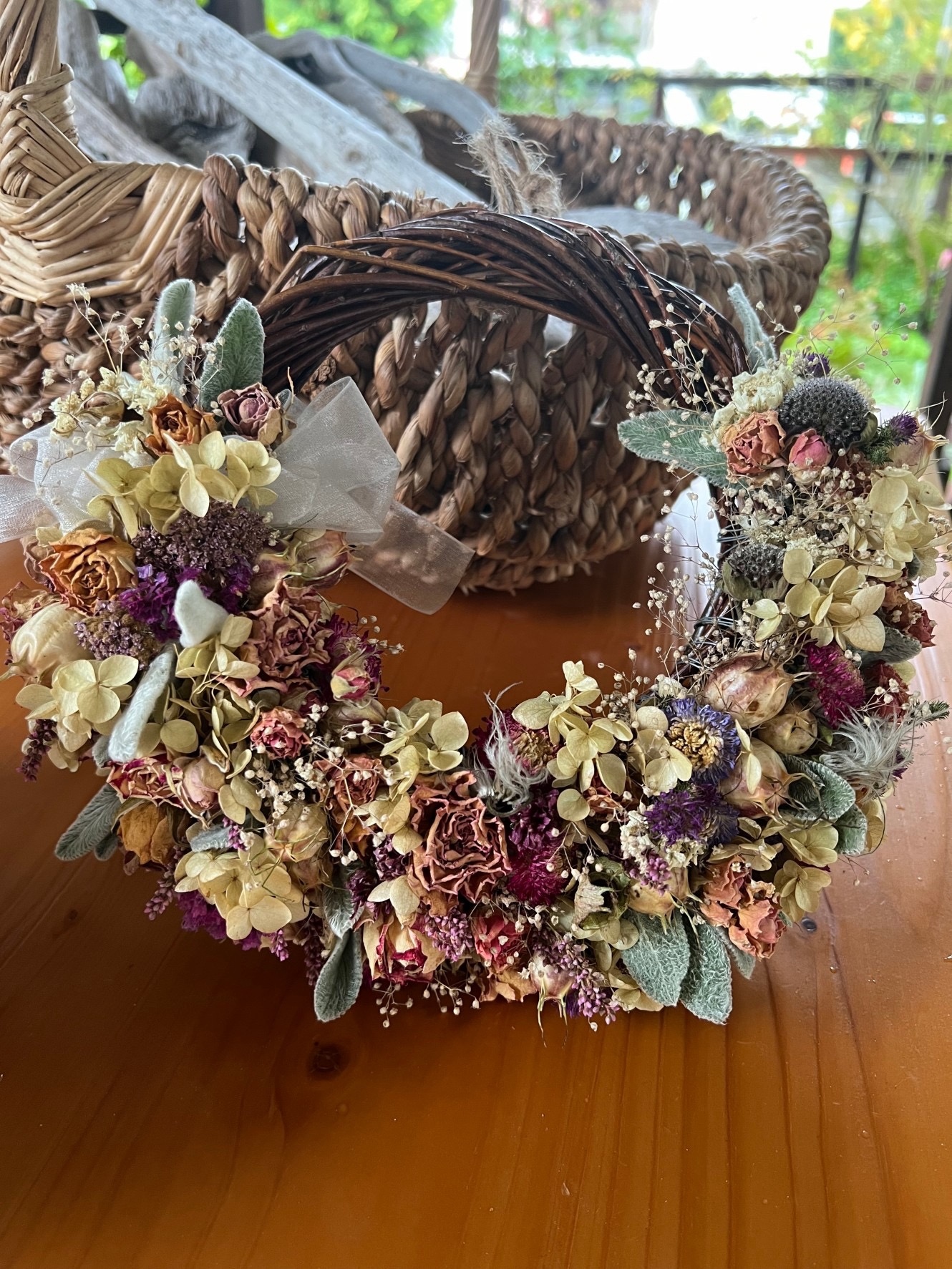 アナベル リース ドライフラワー ハンドメイド 約22cm フラワーリース アナベル リース ドライフラワー ハンドメイド 約22cm フラワーリース