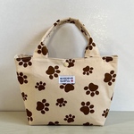 ミニトート・お散歩バッグ★ワンちゃんの足跡🐾ベージュ