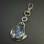 宇宙のぷっくり猫 キーホルダー(ブラック)