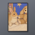 絵画 | イラストポスター 87   ☆ 【ふわふわのウサギちゃんは熊が好き】