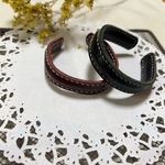 レザー　本革　バングル　ブラック　レザー アクセサリー