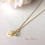 【♥×150】小さな誕生石リングとリーフのネックレス