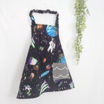 サイズ、三角巾選べるキッズエプロン☆セット☆ゴム☆ポケットつき☆宇宙☆ロケット☆星☆ブラック☆ストライプ☆なみ☆