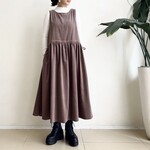サイドリボンのジャンパースカート * コーデュロイ　Brown * 　