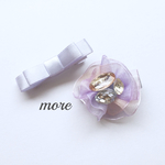 ごろっとビジューのヘアクリップとベビーブルーサテンのダブルリボンヘアクリップ☆2つセット☆