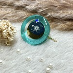 スノームーン エメラルドグリーン 月と雪の結晶 四芒星 秋冬 