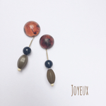 べっ甲×ヴィンテージビーズ  メタルピアス イヤリング
