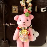 saly☆3wayクマさんのバッグチャーム&イヤホンジャック&ストラップ