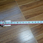 犬の首輪　本革　20～26cmの首周りに最適（ベルト穴範囲22～28）手縫い・ピンクベースにミントブルー革・クリアとパール調飾り⭐︎