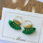 タッセルフープピアス(グリーン)