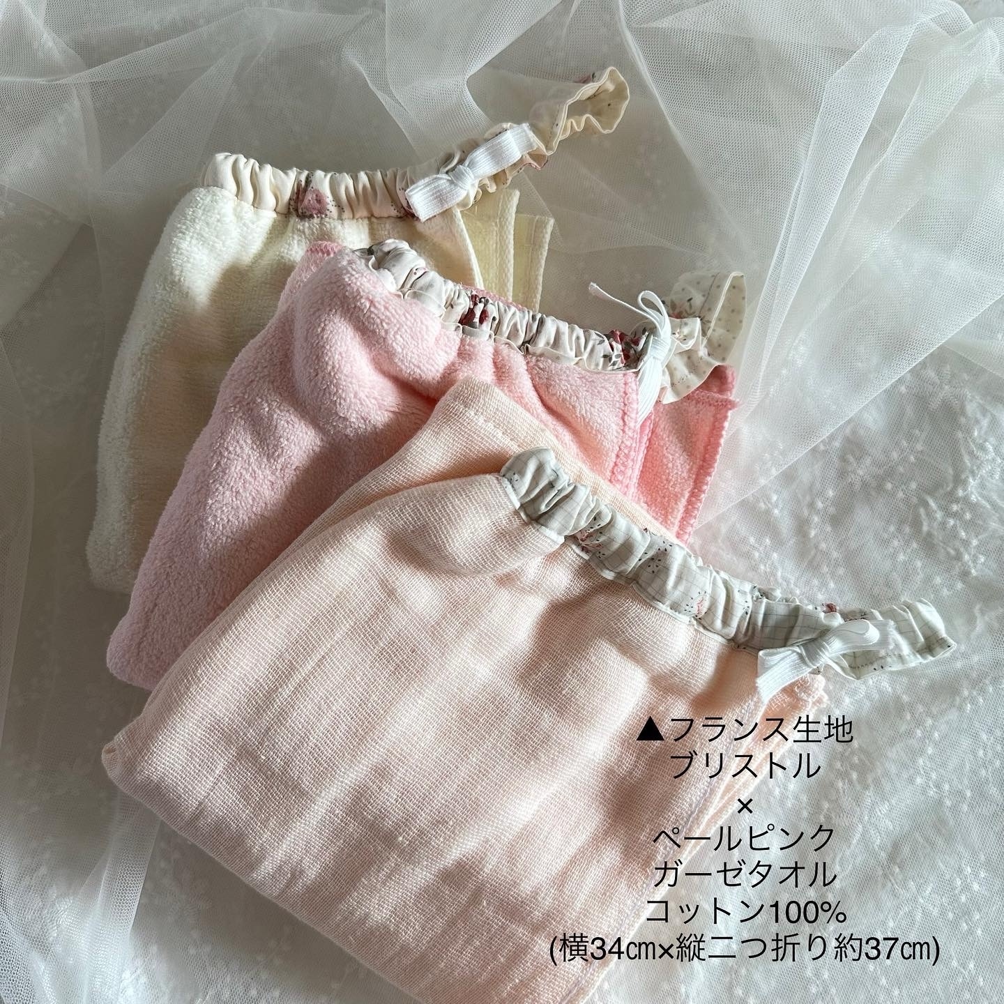 コスモス刺繍2.7センチ☆くるみボタンヘアゴム2セット 親子お揃い