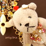 saly☆2wayクマさんのバッグチャーム&イヤホンジャック★インディアン風