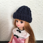 ドールサイズ シンプルニット帽  ネイビー
