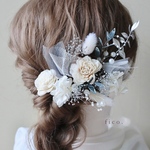髪飾り〈 F10 〉ヘッドパーツ　ヘアパーツ　ヘッドドレス　ドライフラワー　ドライフラワー髪飾り　ヘアアクセサリー　ウェディング　ブライダル　結婚式　成人式　卒業式　和装　グリーン　ナチュラル　白無垢