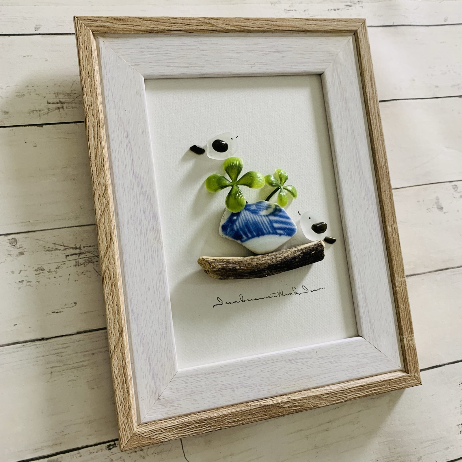 シーグラスアート 青いバラと流れ星