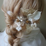 髪飾り〈 H2 〉ヘッドパーツ　ヘヘッドドレス　ドライフラワー　ドライフラワー髪飾り　ヘアアクセサリー　成人式ヘア　卒業式ヘア　結婚式ヘアクリアフラワー　アメリカンフラワー　髪飾り　お花　和装