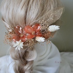 髪飾り〈 H5 〉ヘッドパーツ　ヘヘッドドレス　ドライフラワー　ドライフラワー髪飾り　ヘアアクセサリー　成人式ヘア　卒業式ヘア　結婚式ヘアクリアフラワー　アメリカンフラワー　髪飾り　橙　オレンジ
