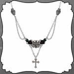 薔薇 バラ ローズ ハート 十字架 クロス 黒ブラック ネックレス ゴシック ゴスロリ パンク アクセサリー 女性用 男性用 レディース メンズ ハロウィン コスプレ