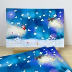 サンタにお手紙どっさりどっさり全部ぜーんぶ読みますよ３枚クリスマスカード