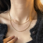 アレルギー対応 ステンレス 重ね付け風チェーンネックレス