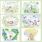季節の花々ハガキ6枚セットD01-D06