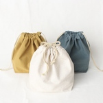 〈名入れ〉綿麻巾着 | ナフキン入れ| 給食袋 | コップ袋 | お弁当袋 | 無地 | サイズオーダー | 名入れ|