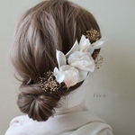 髪飾り〈 J1 〉スイートピー　ヘッドパーツ　ヘアパーツ　ヘッドドレス　ドライフラワー　ドライフラワー髪飾り　ヘアアクセサリー　結婚式　成人式　卒業式　ブライダルアクセサリー　ウェディング　白無垢